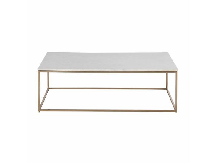 Couchtisch aus weißem Marmor und messingfarbenem Metall 110 cm
