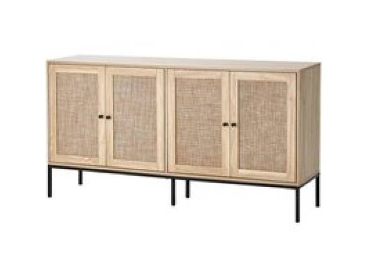 VEVOR Armoire en rotin 150 x 36 x 80 cm, armoire de rangement en rotin avec 4 portes magnétiques et étagères réglables, commode en rotin polyvalente, buffet pour couloir, entrée, cuisine, naturel