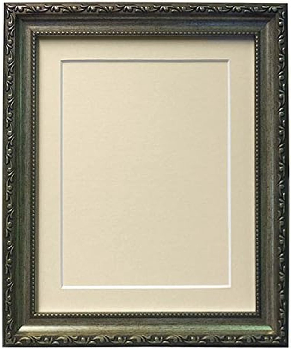 Zilveren fotolijst met passe-partout in Shabby Chic design, 8x6 inch