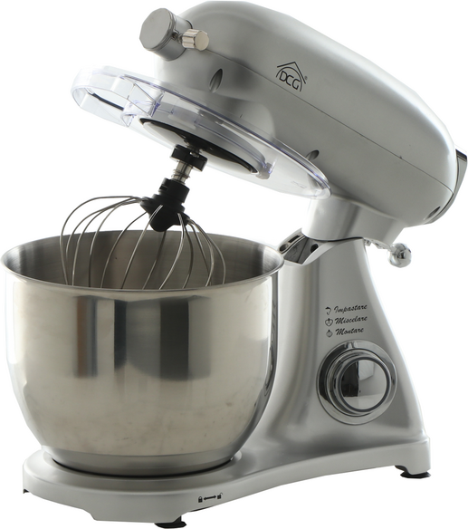 DCG KM1510S 7l - Batteur mélangeur planétaire - Avec cuve en acier de 7 litres - Multifonctions à enclenchement rapide