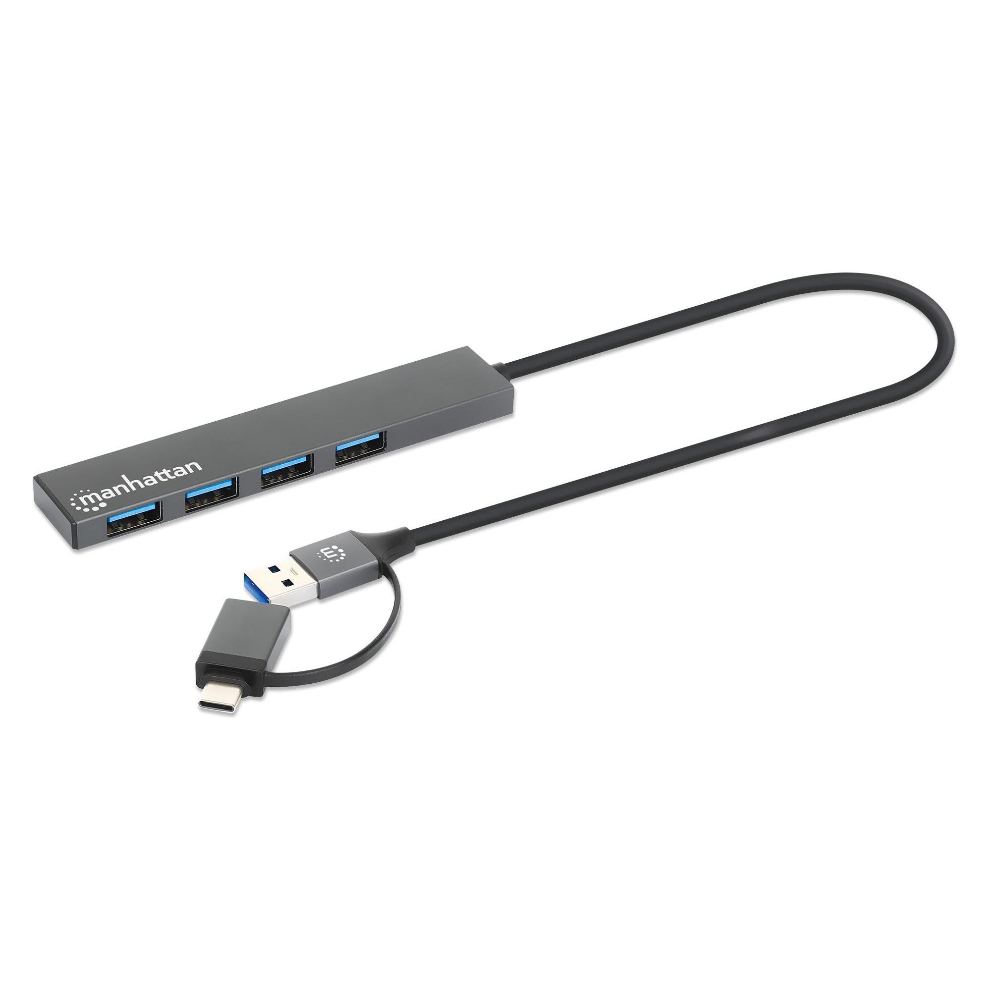 Manhattan 4-Port USB 3.0 Typ-C / Typ-A Kombo-Hub (USB-A, USB-C, 4 Ports) (181006)
