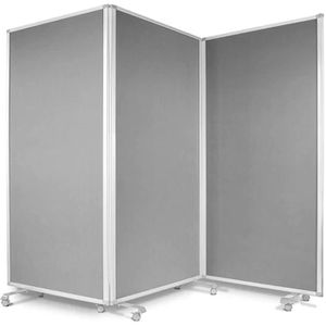 Master-of-Boards Stellwand fd-27554, auf Rollen, 3-teilig, aus Filz, pinnbar, grau, 270 x 180 cm