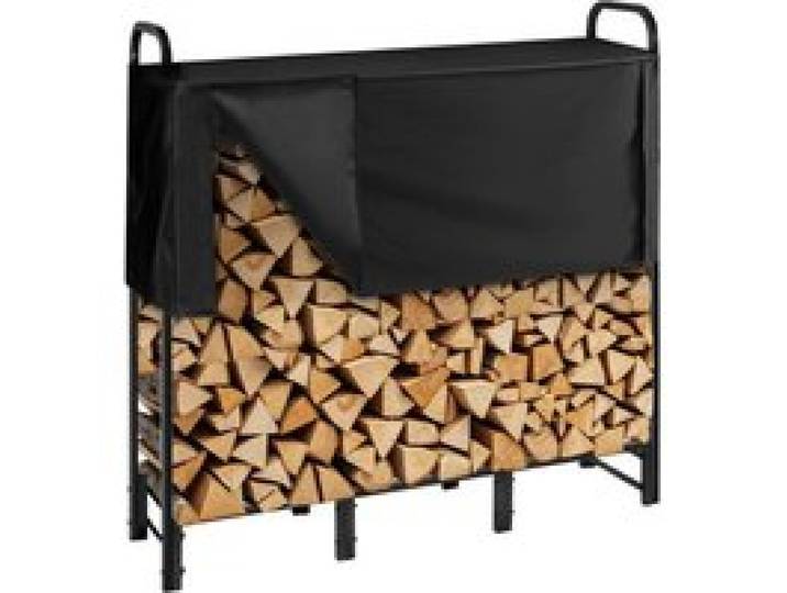 VEVOR Metall Kaminholzregal, 122x32x118 cm Brennholzregal, Kaminholzunterstand aus Vierkantrohr, max. Tragkraft 181 kg, Feuerholzregal, Kaminholzlager, Stapelhilfe für Veranden, Terrassen, Gärten