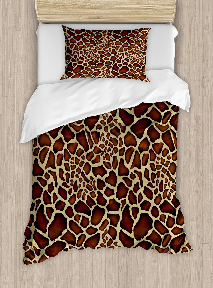 ABAKUHAUS Zambia dekbedovertrekset met giraffenhuidpatroon en kussensloop, 130 x 200 cm