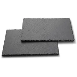 Servierplatte 25x15 cm 2 tlg. Stein, Marmor, Granit Schwarz 25