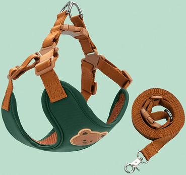 Inspire Essentials PawEase Breathable Dog Harness And Leash Set s green