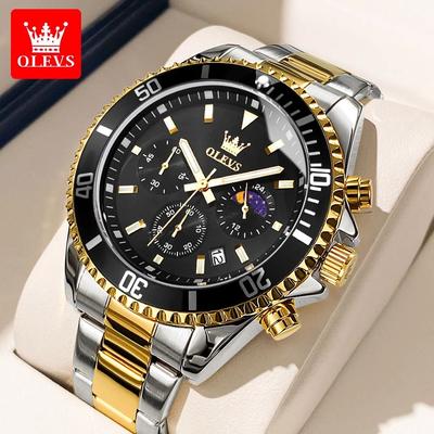 Uplifted Finds OLEVS 2870 Men Chronograph Quartz Watch gold black