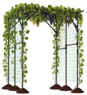 Costway Large Garden Arch Trellis for Climbing Plants Outdoor Grape Vine Support-Black