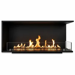 Divina Fire Einbau-Eckkamin mit Bioethanol, 120 x 50 cm Eckkamin mit Bioethanol, URANO120 DX TOPLINE