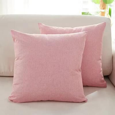 Inspired Living SoftLoom Linen Cushion Cover 45by45 Cm Decorative Pillow Cover For Sofa & Home Decor pink