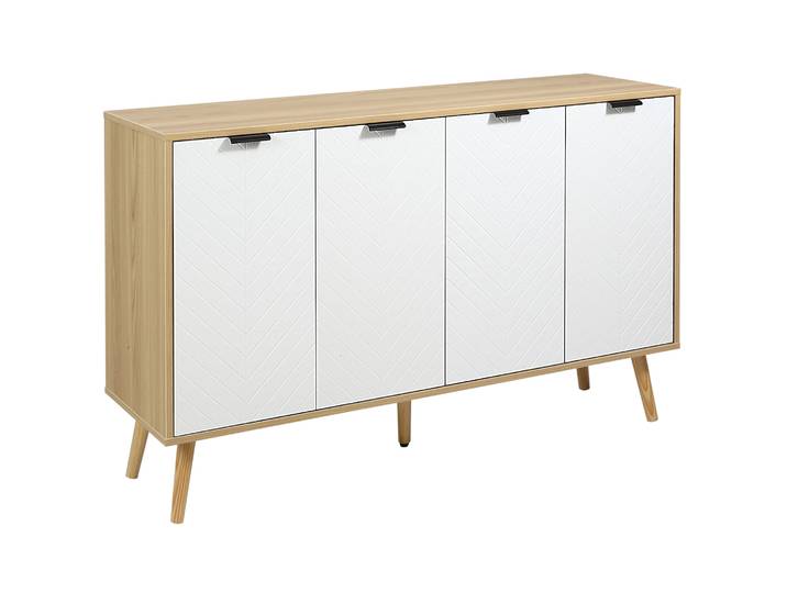 Buffet de cuisine moderne anti-basculement Homcom 120X35X77.4 cm Blanc et Naturel