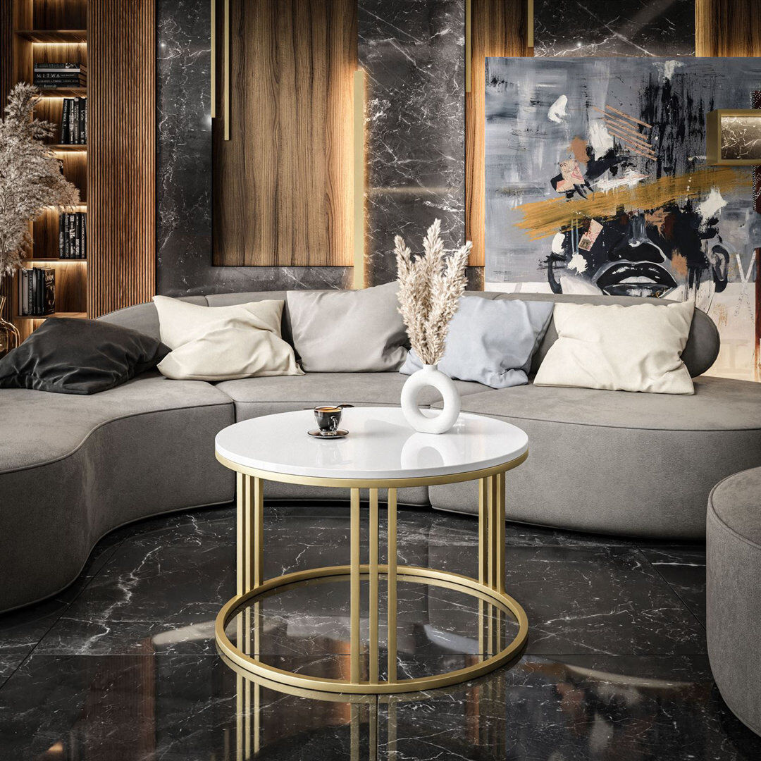 Metro Arshman coffee table Matt Gold/White Gloss
