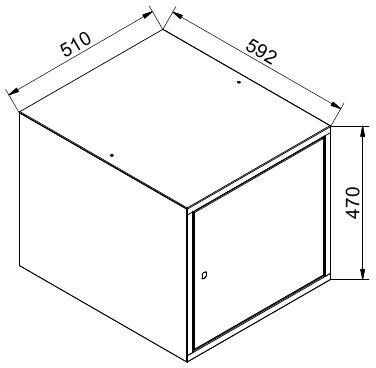 B2B Partner Werkzeug-Hängeschrank für Werkbänke, abschließbar, 470 x 592 x 510 mm, blau