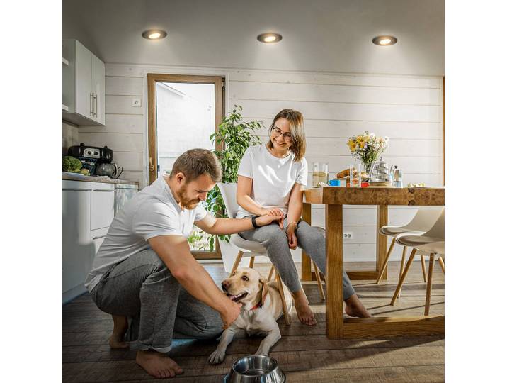 Briloner LED-Einbauleuchte Klira, schwarz, Ø 9 cm, schwenkbar, 3er Klira, schwarz, für Wohn- / Esszimmer, Kunststoff, Modern
