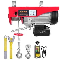 VEVOR 230V Elektrische Seilwinde 125kg bis 250kg Hubhöhe 12m Seilzug Motorwinde 510W Motor Flaschenzug 10m/min Hubgeschwindigkeit Hebezug mit kabelloser Fernbedienung Seilhebezug Kettenzug