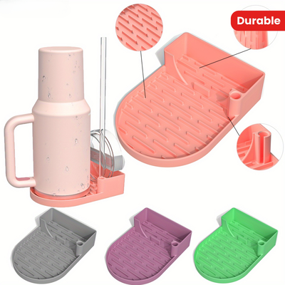 DynamicDeals Premium Silicone Tumbler Drying Station & Cup Holder Organizer Space Saving Tumbler Drying Rack orange