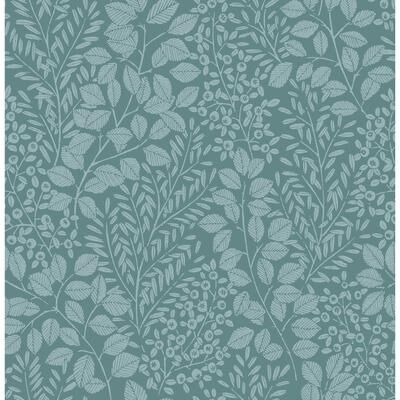 A-Street Prints Elin Sky Blue Berry Botanical Wallpaper