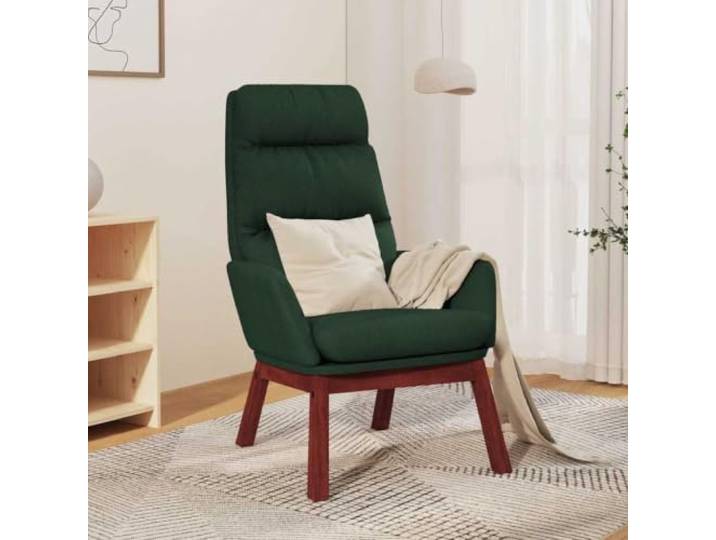 HEFZGDB Relaxsessel Dunkelgrün Stoff mit Metallrahmen und Gummibaumholz Beinen für optimalen Sitzkomfort und Stabilität im Wohnzimmer