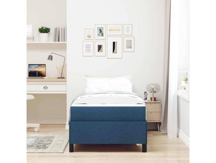 KTHLBRH Boxspringbett blau 80 x 200 cm Stoff Technisches Holz, mittlere Matratze, feste Latten, Stützlast 140 kg