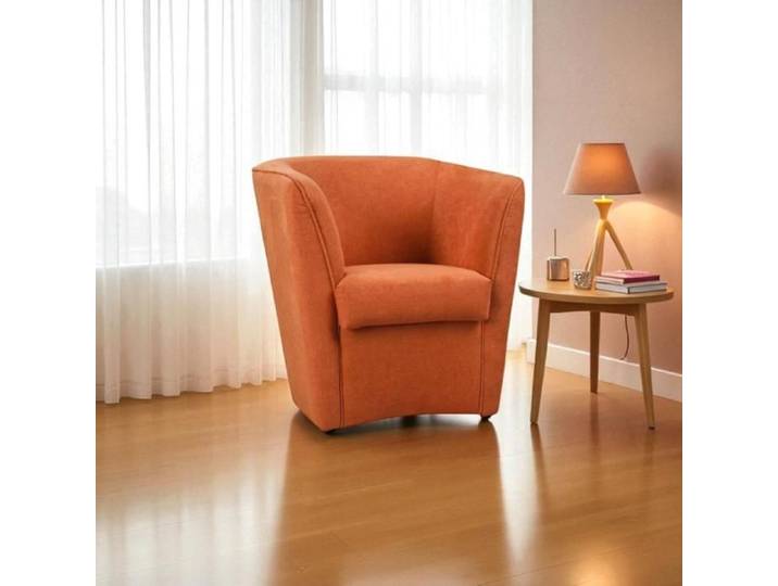 Fauteuil moderne orange en tissu anti-taches rembourré