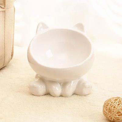 Inspired Living WhiskerEase Ceramic Elevated Tilted Cat Bowl white