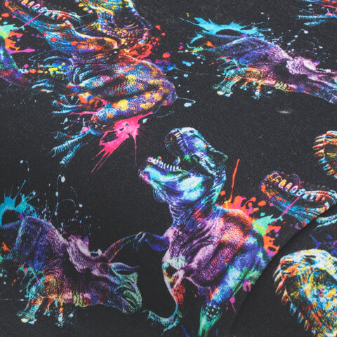 Digitaldruck-Sweat "Dinos", schwarz/neon