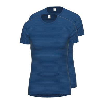 Unterhemd AMMANN "2er Pack T-Shirt Unterhemd Day Classic", Herren, Gr. 12, N-Gr, blau (dunkelblau), Obermaterial: 75% Baumwolle CO. 25% Polyester PES., Unterhemden Unterhemd