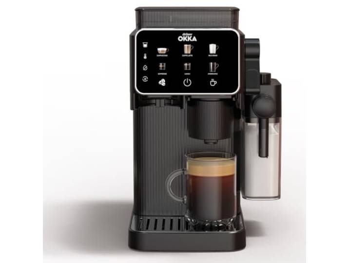 Arzum Okka Barista Compact Kaffeevollautomat, Automatische Espressomaschine In A5-Größe Mit Farbigem Touch-Bedienfeld, 15 Bar Druck Und Milk'n Take Technologie (Chrom)