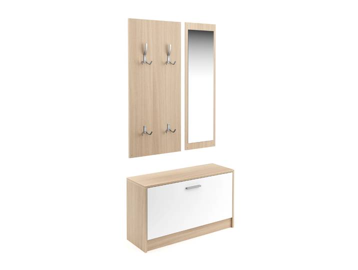 Garderobe Set LUCAS 3-teilig weiss/natur