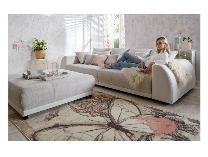 S-Style Möbel Big-Sofa Roma 4 Sitzer Boxspringfederung Lounge Sofa mit vielen losen Kissen, mit Wellenfederung