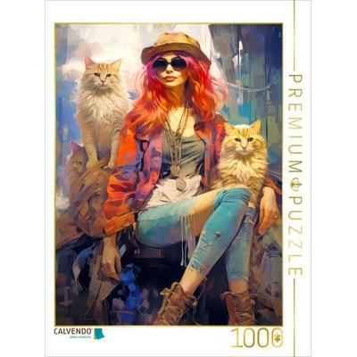 CALVENDO Puzzle Hippie-Frau | 1000 Teile Lege-Größe 64x48cm Foto-Puzzle für glückliche Stunden