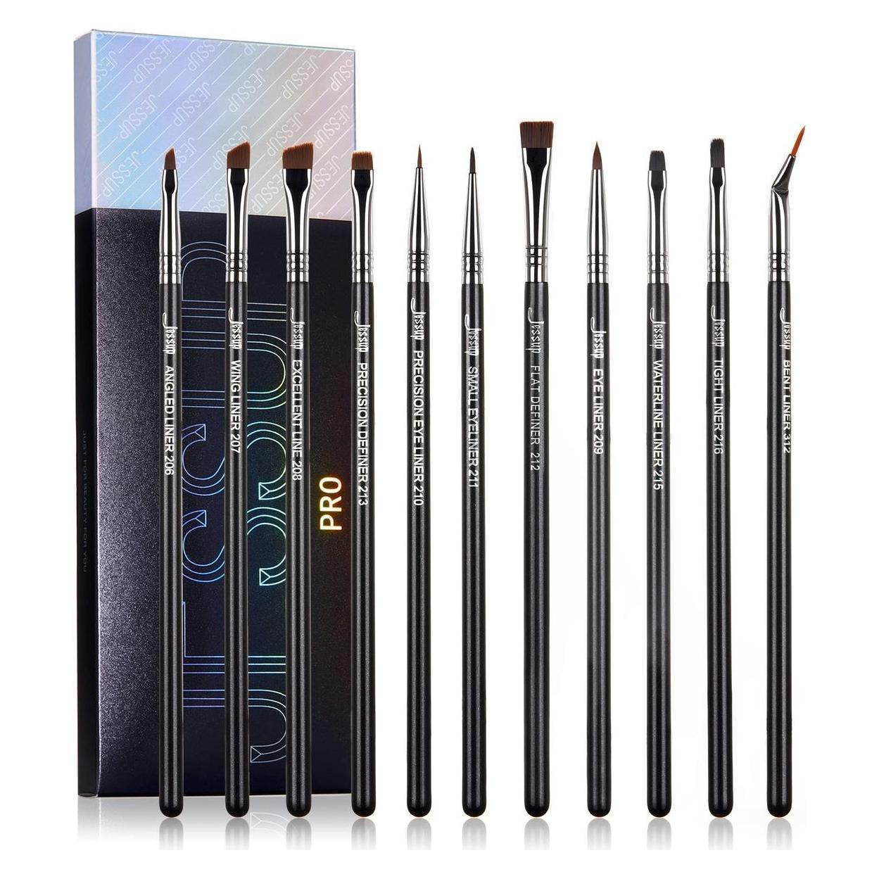 Eyeliner-Pinselset Professionelle Eyeliner-Makeup-Pinsel 11tlg. abgewinkelt flach Definer ultrafein (Set) (6971093063248)