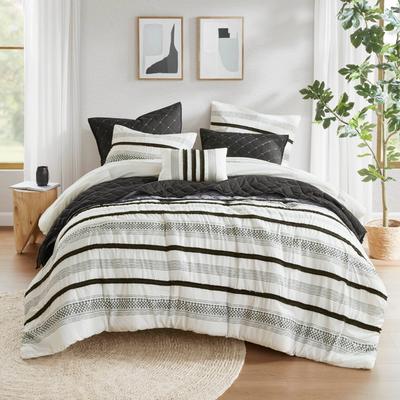 Madison Park Carolina 7 Piece Stripe Comforter and Quilt Set