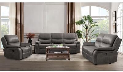 Furniture of America Kaen Transitional 3-Piece Manual Recliner Living Room Set with Pillow Top Arms