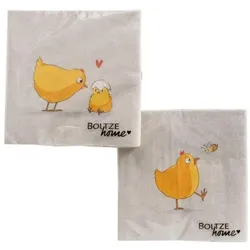 Boltze Home, Servietten, Servietten Henny 33cm 2sort Biene+Huhn (33 x 33 cm)
