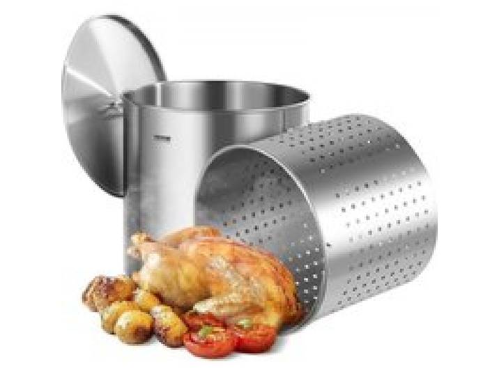 VEVOR Suppentopf Edelstahl, 94,6 L Kochtöpfe Großraumtopf, Kochgeschirr-Saucentopf mit Korb & Deckel & Griff, Suppentopf in Handelsqualität, Schleifbehandlung, zum Dämpfen Kochen oder Braten