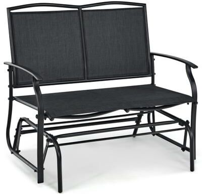 Costway Iron Patio Rocking Chair for Outdoor Backyard and Lawn-Black