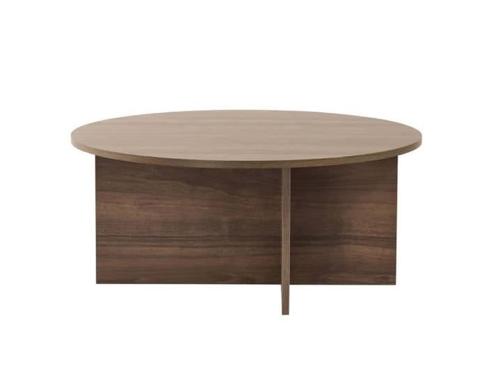 Table basse ronde effet noyer marron d90 cm