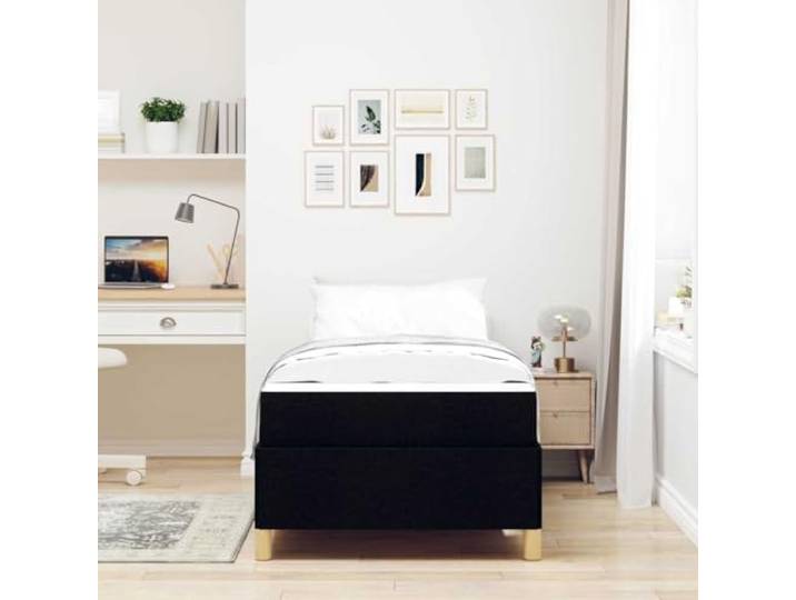 KTHLBRH Bettgestell aus schwarzem Stoff, 90 x 200 cm Rechteckiges Design, technisches Holz, integrierter Behälter, minimalistischer Stil