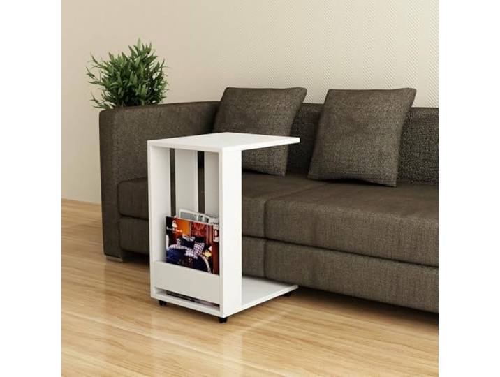 Dmora Couchtisch Cressida 37x45x60h cm Weiß, mit Zeitschriftenhalter