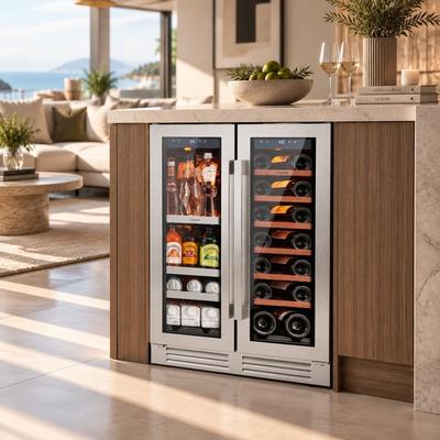 "Ca'Lefort 24"" 20 Bottle 60 Can Dual Zone Wine Refrigerator Beverage Cooler,Built-In/ Under-counter Fridge"