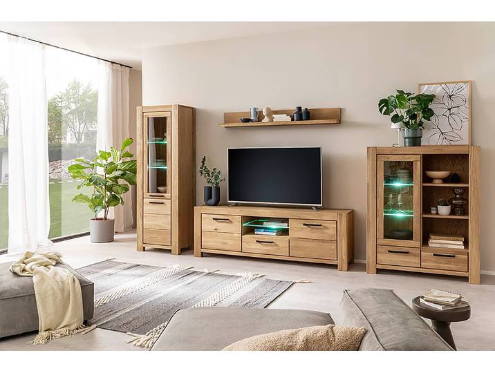 Massives TV-Lowboard - 192 cm Massivholz Wildeiche, geölt Braun 192 x 65 x 50cm