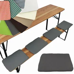 NYVI Bierbank Sitzkissen 36x25 cm NYVIGala 4er Set - Komfortable Sitzpolster für Bierbänke - Bierbankkissen mit elastischer Klettband Befestigung Farbe:Grau