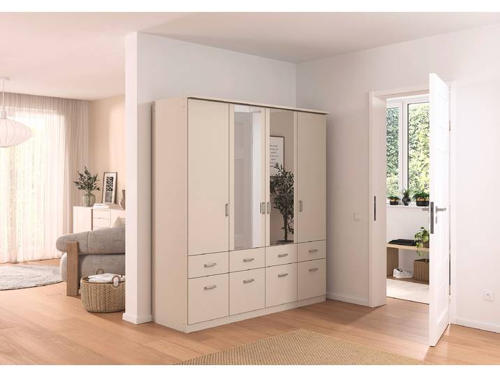 Drehtüren-/Kombischrank Bremen 181cm Beige/Kaschmir mit Spiegeltür/-en