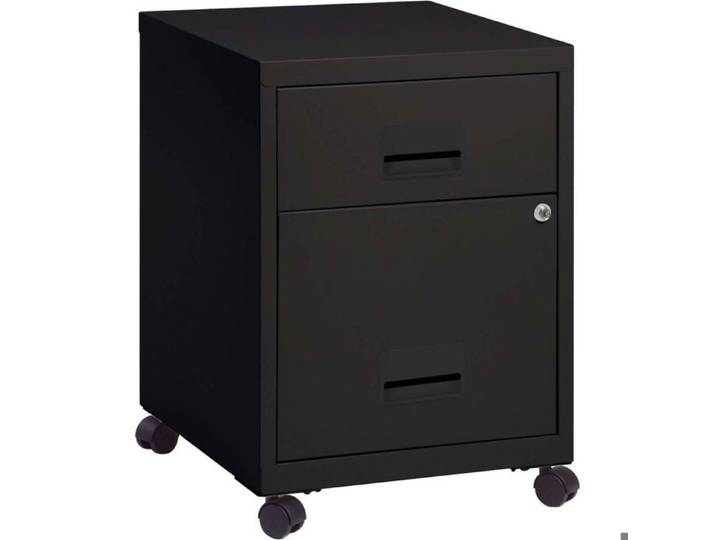 Caisson de rangement en acier 2 tiroirs noir mat