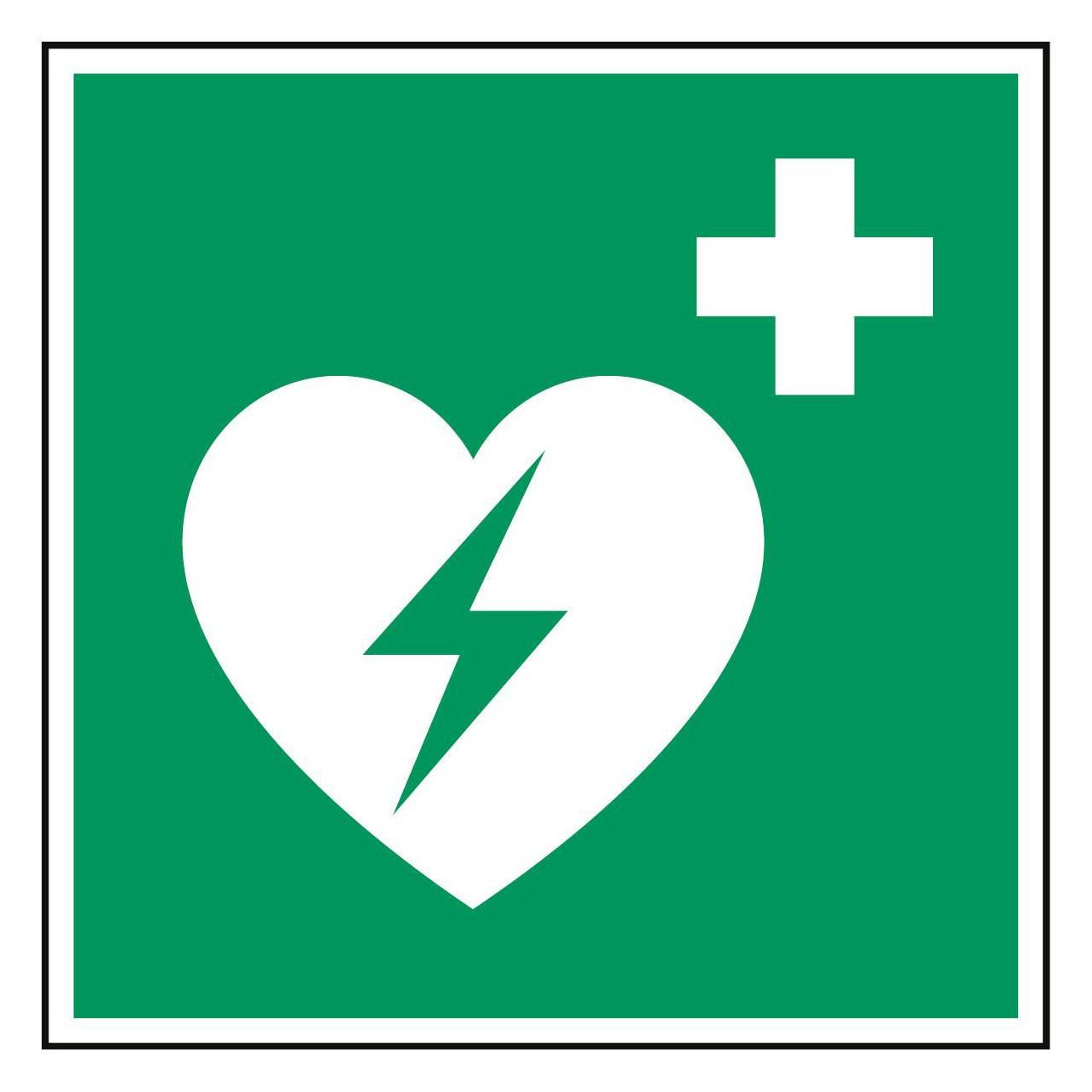 Brady ISO Sicherheitskennzeichnung - Defibrillator (PIC E010-200X200-PE-CRD/1)