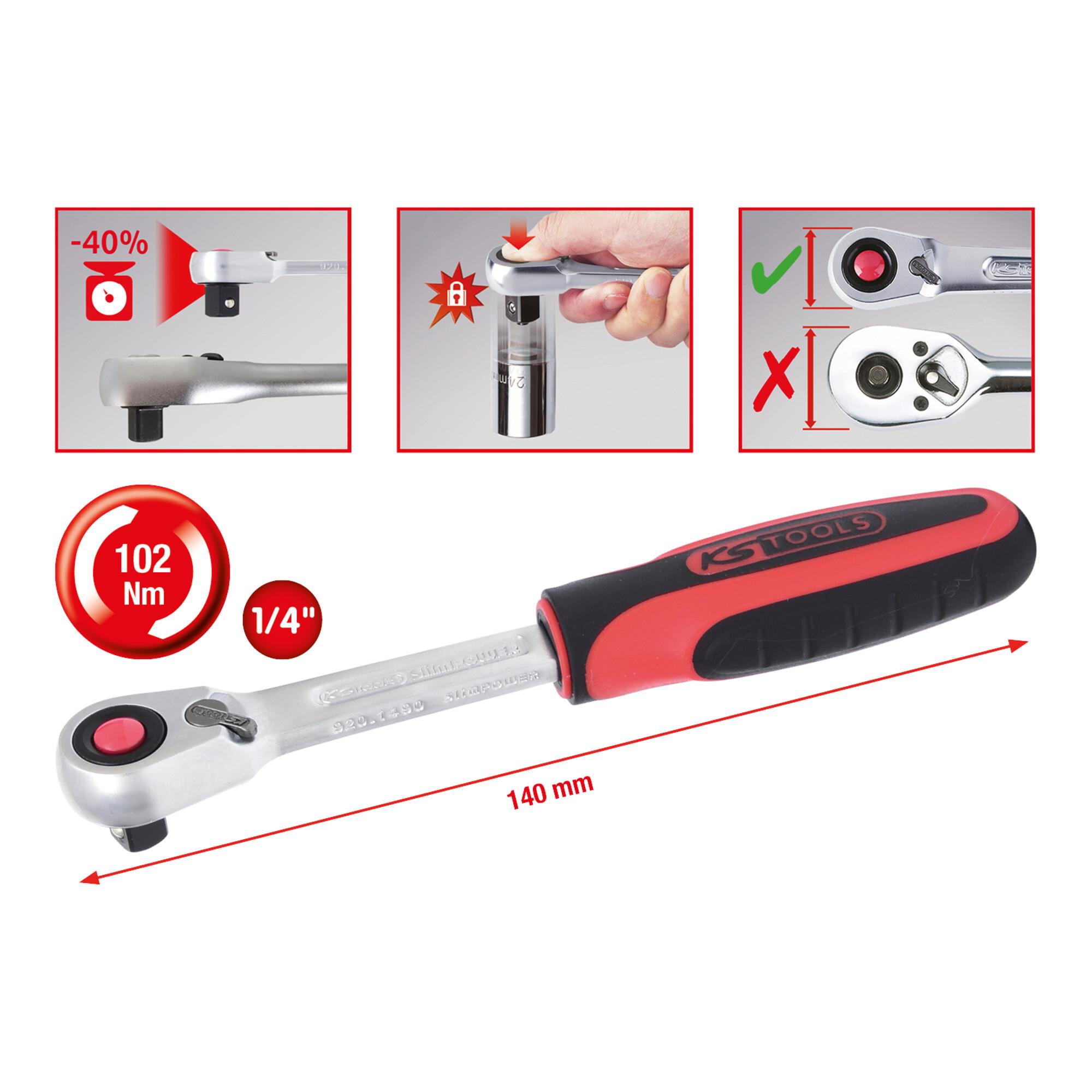 KS Tools 1/4" SlimPOWER Umschaltknarre,72 Zahn (920.1490)