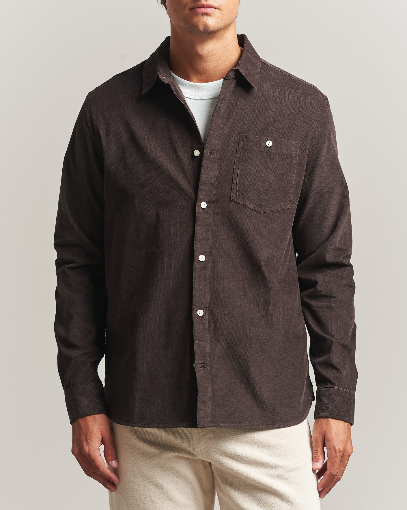 KnowledgeCotton Apparel Regular Fit Cord Shirt Chocolate men L Brun