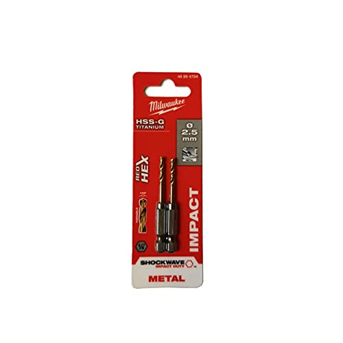 Milwaukee Shockwave HSS-G TiN Metaalboor Hex 2,5 mm - 2 stuks