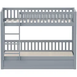 STILVORA Etagenbett Holz Grau 90x200 cm mit hydraulischem Stauraum